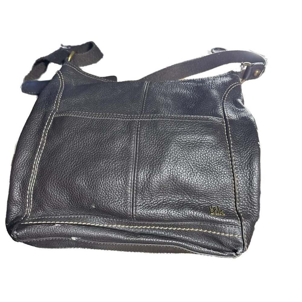 The Sak Iris Black pebbled leather crossbody bag with adjustable strap